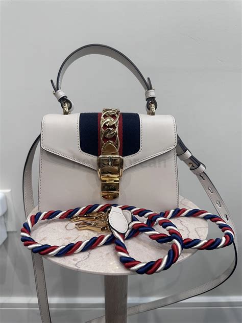 sylvie bag replica|GUCCI Calfskin Mini Sylvie Top Handle Bag White.